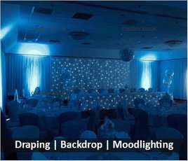 Redworth Hall Hotel | Full room Draping | Moodlighting | Starlit Wedding Curtains | Darlington